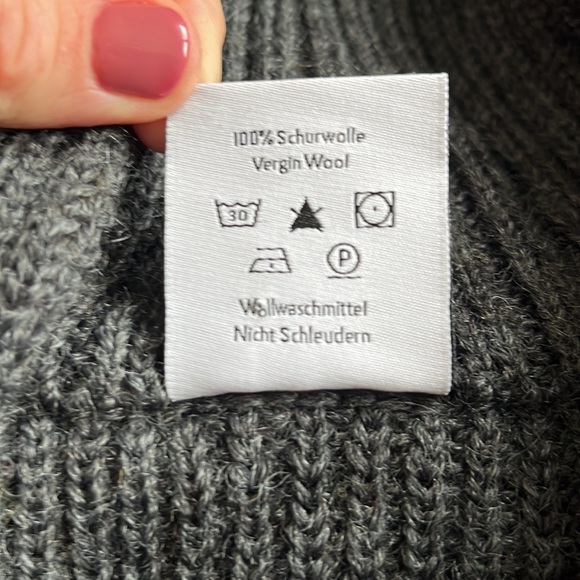 Fisherman Uwe 100% Wool Unisex Pullover 1/4 Zip Troyer Sweater Gray - Picture 5 of 7